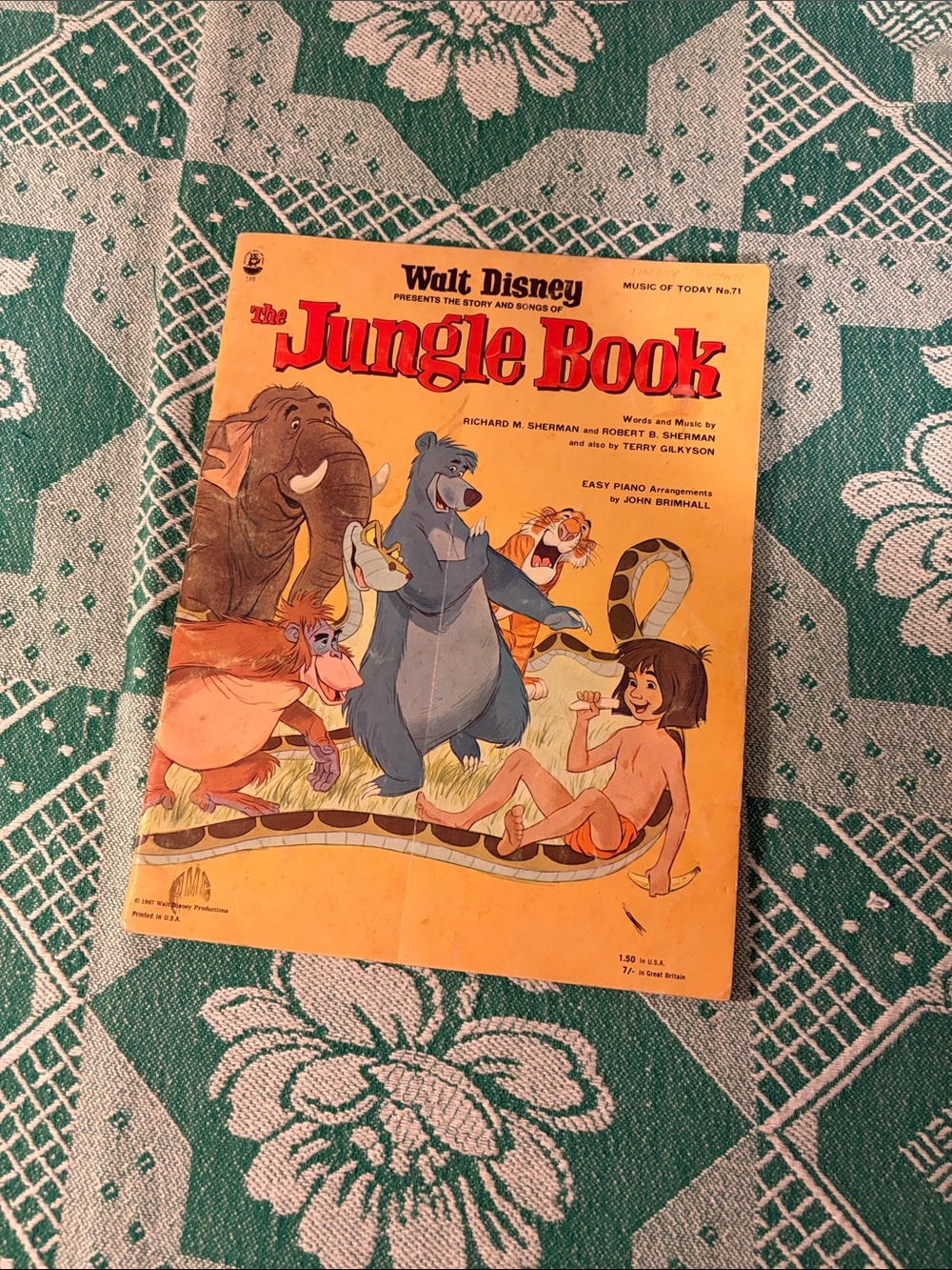 Vintage Disney The Jungle Book Music of Today No. 71 Songbook